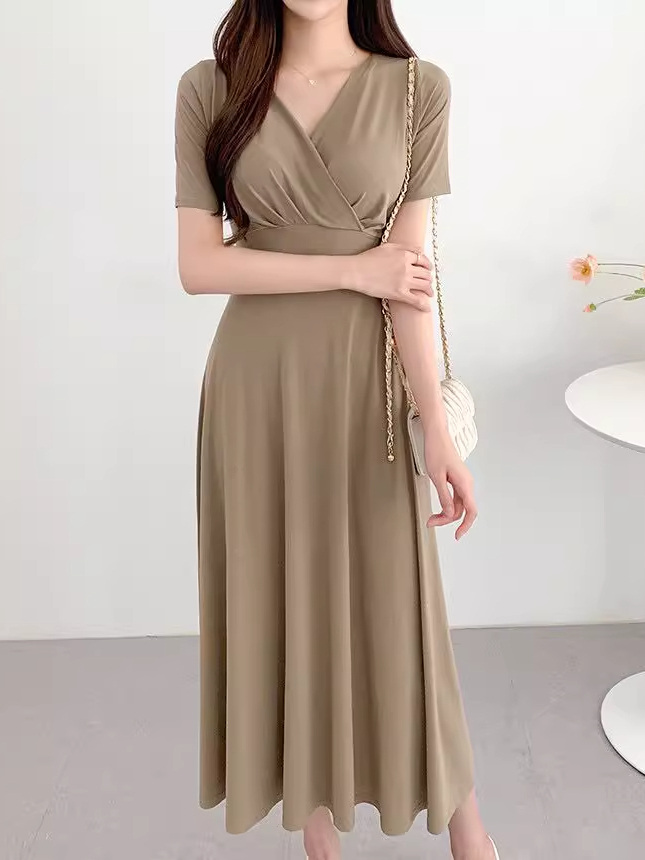 sexy fitted long dress for summer beach outfit smart casual beige dress for  women formal elegant | Shopee Philippines