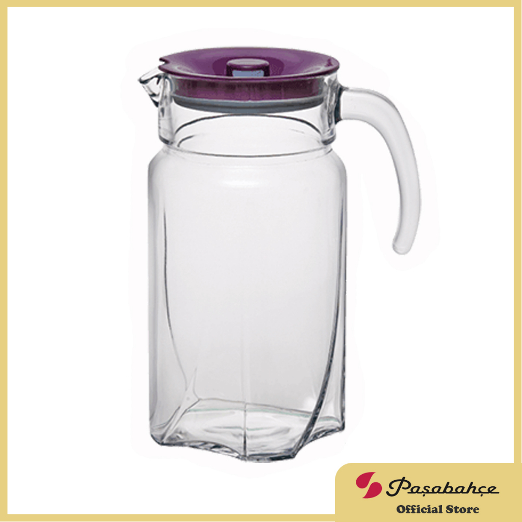 Pasabahce Luna Glass Pitcher With Airtight Purple Cover 1700cc 