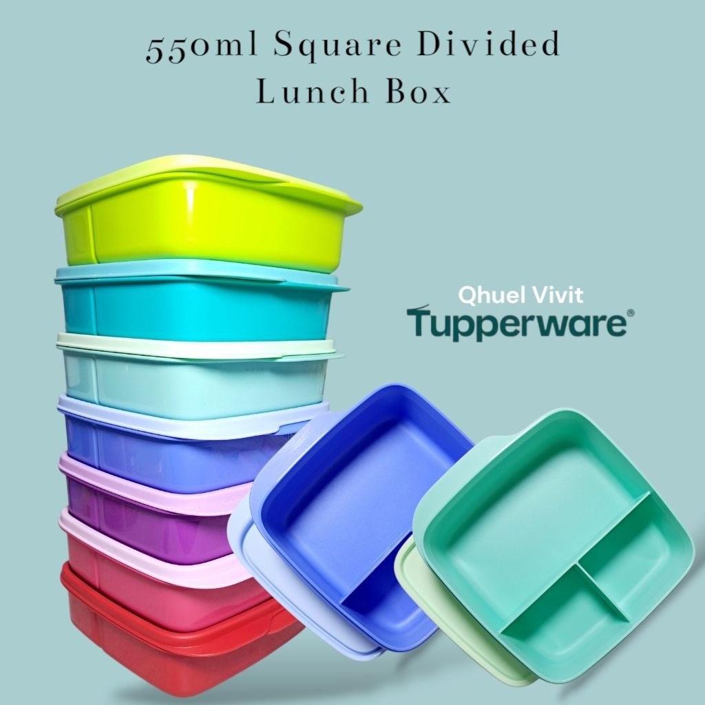 TUPPERWARE Square Divided Lunch Box/Bento Box 550ml | Shopee Philippines