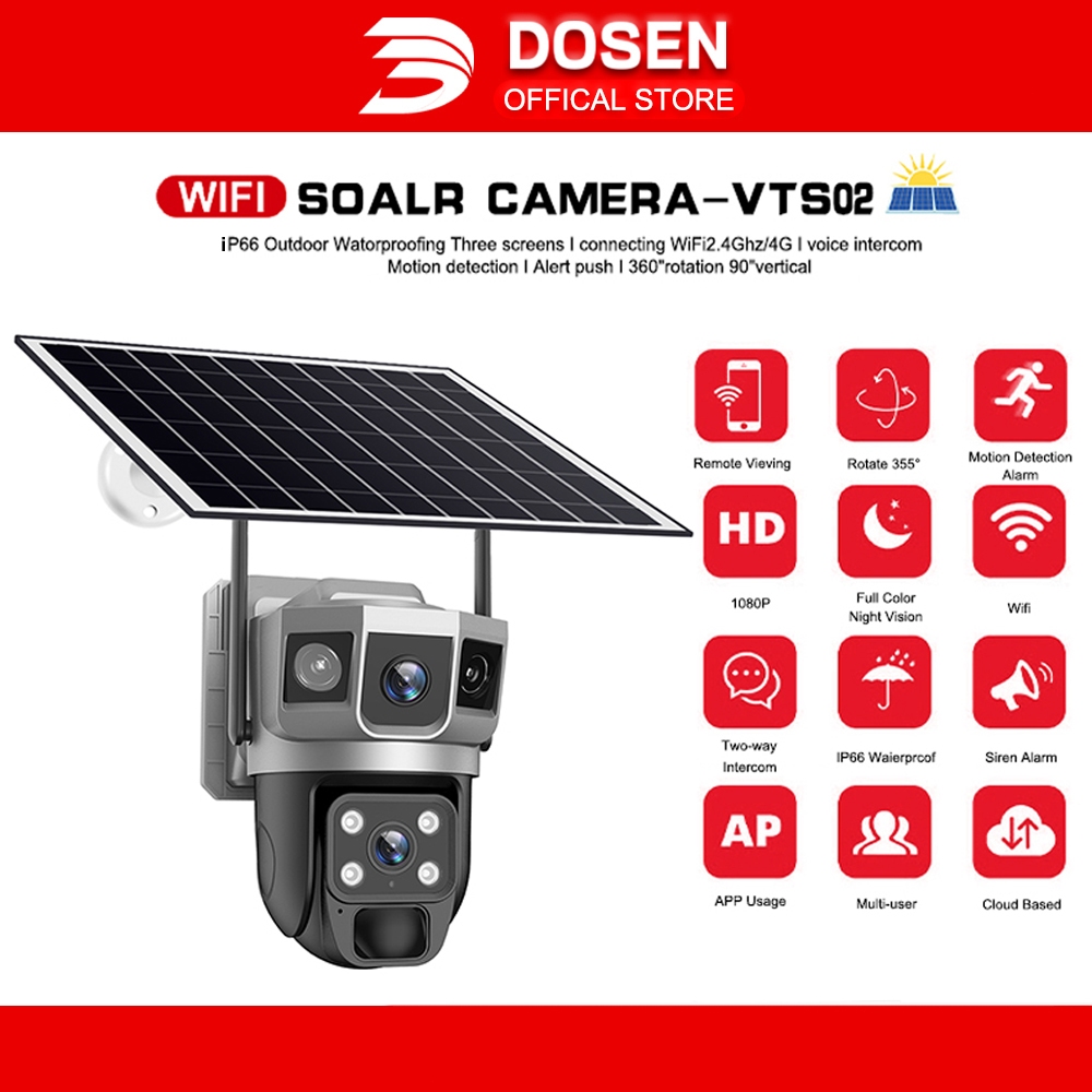 V380 Solar Cctv 8MP Outdoor 360 3 Screens Wireless WiFi Connect ...