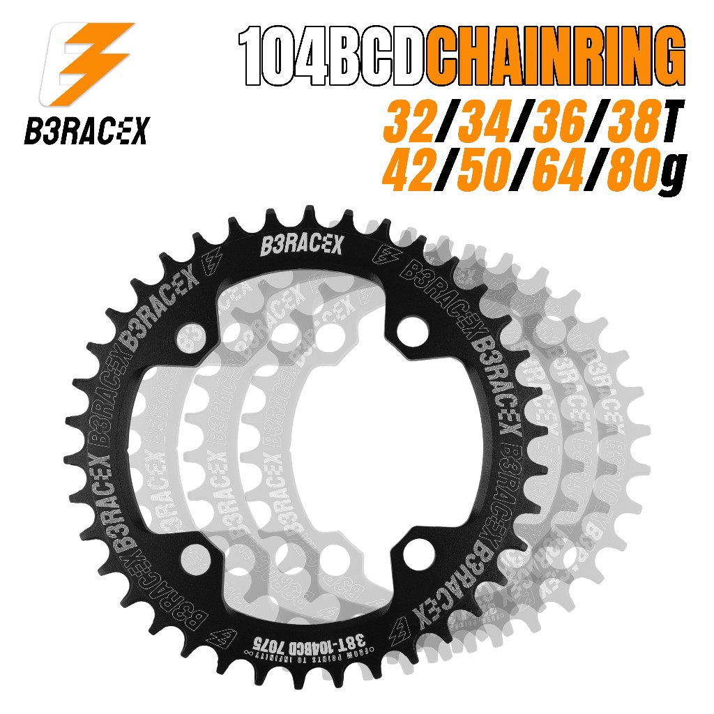 Clarks CNC 7075 T6 Alloy Narrow-Wide Chainring - 104BCD, 30-38T Options, For MTB & Hybrid Bikes 5 thumbnail image
