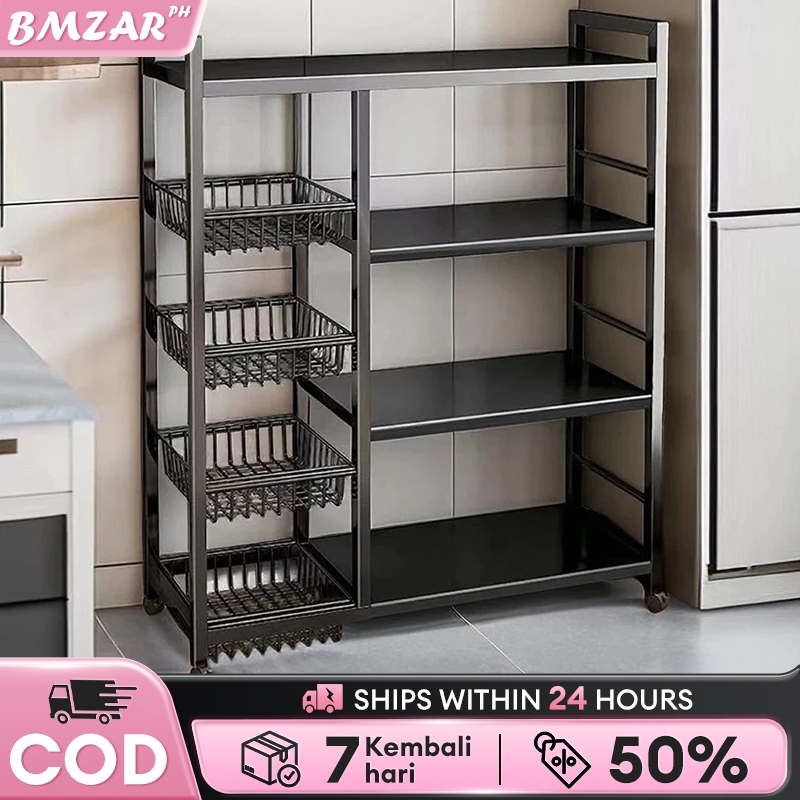 5 layers Kitchen rack microwave storage rack with Wheels Kitchen ...
