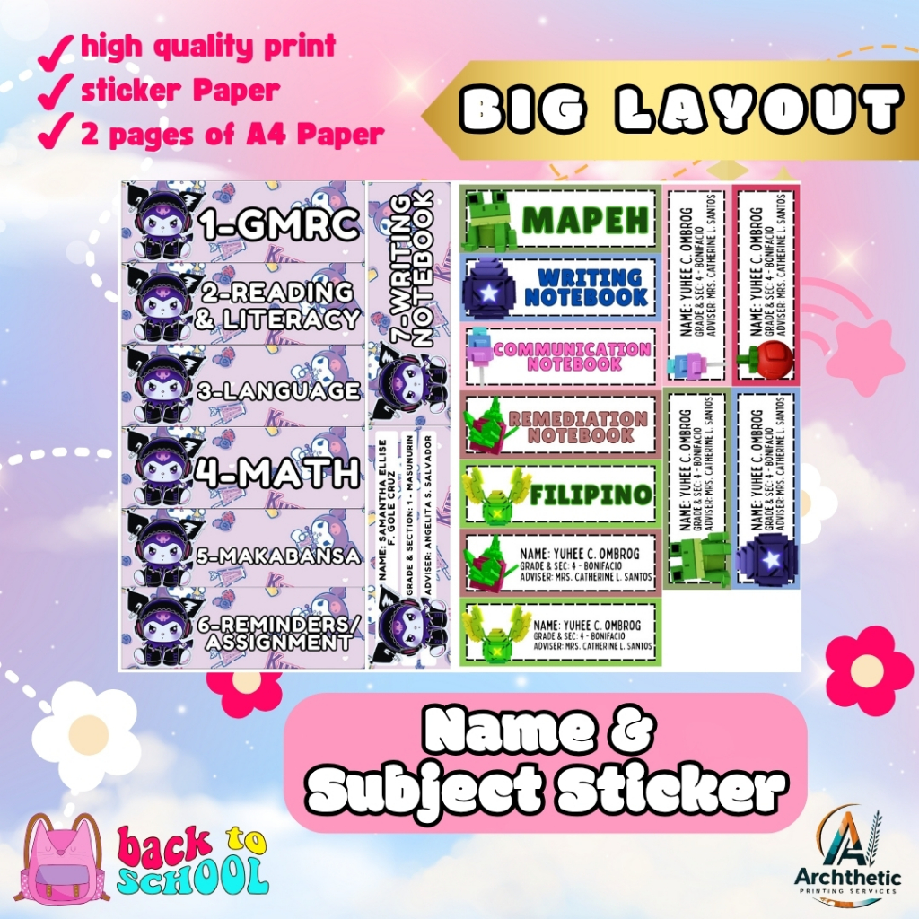 CUSTOMIZE STICKER LABEL FOR NOTEBOOK (BIG LAYOUT) | Shopee Philippines