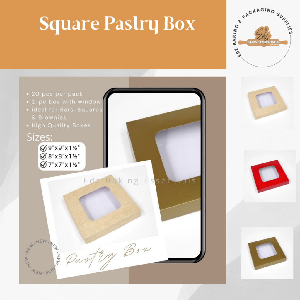 20pcs Square Pastry Box for Bars, Squares, Brownies etc. | RM Boxes ...