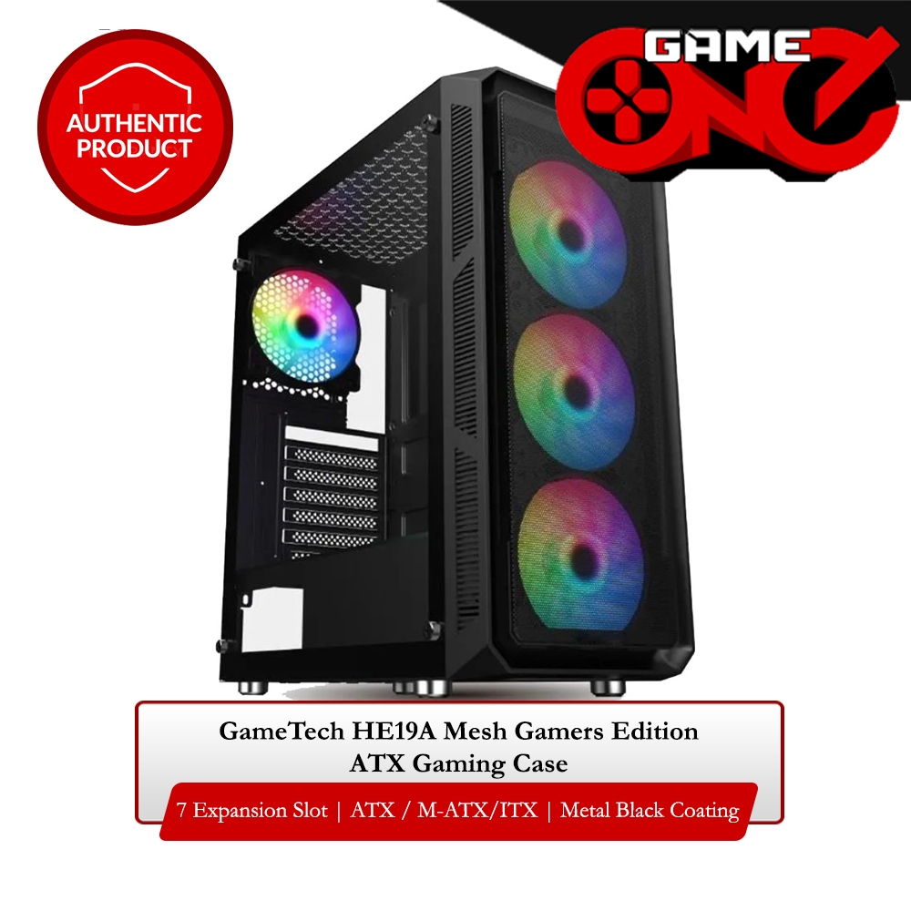 GameTech HE19A Mesh Gamers Edition ATX Gaming Case - Black | Shopee ...