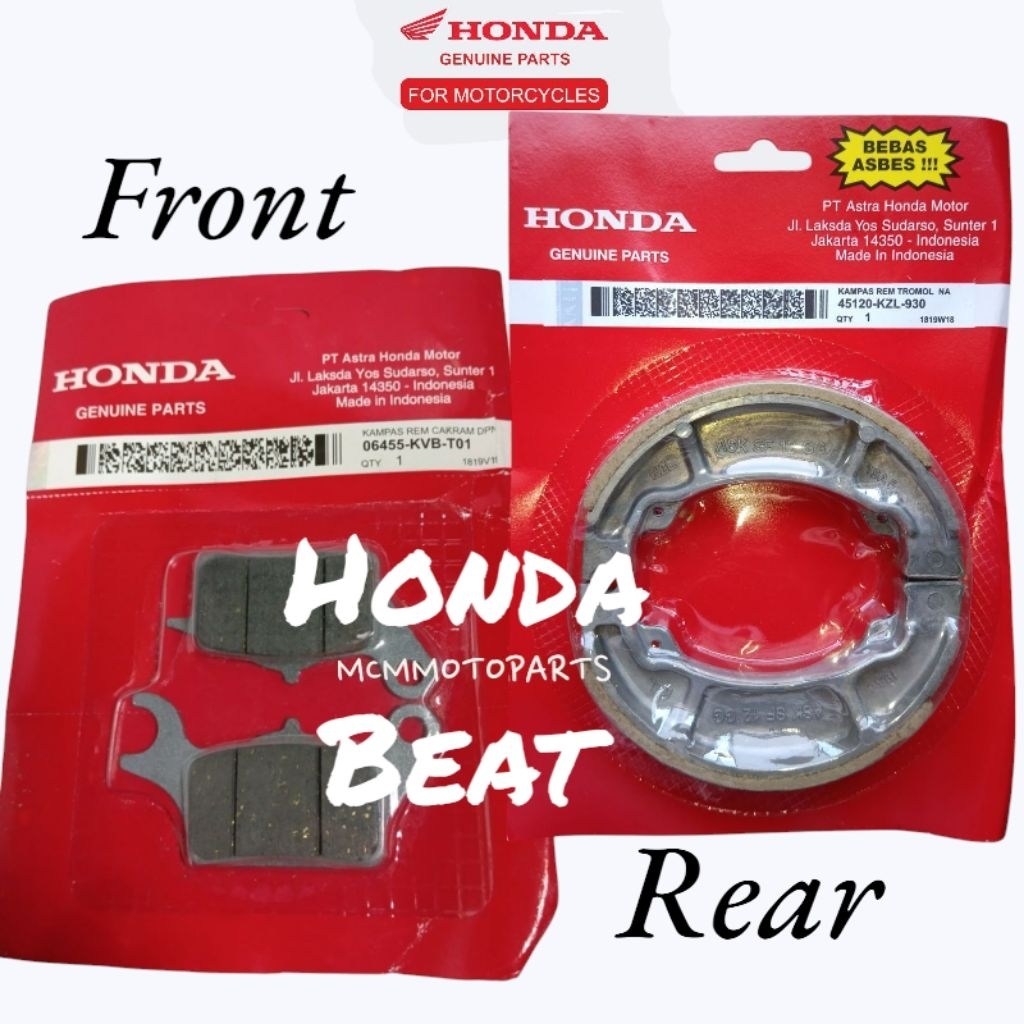 Honda Beat Brake Pad brake shoe Kit Set Front and Rear Genuine Parts ...