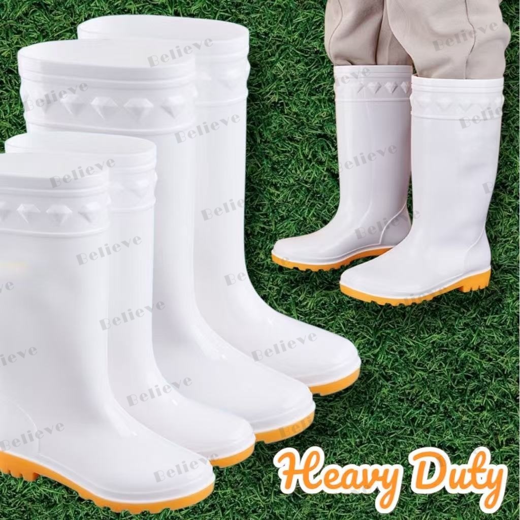 Believe White High Tube Rain Boots for Rainy Season Rubber Boots Botas ...
