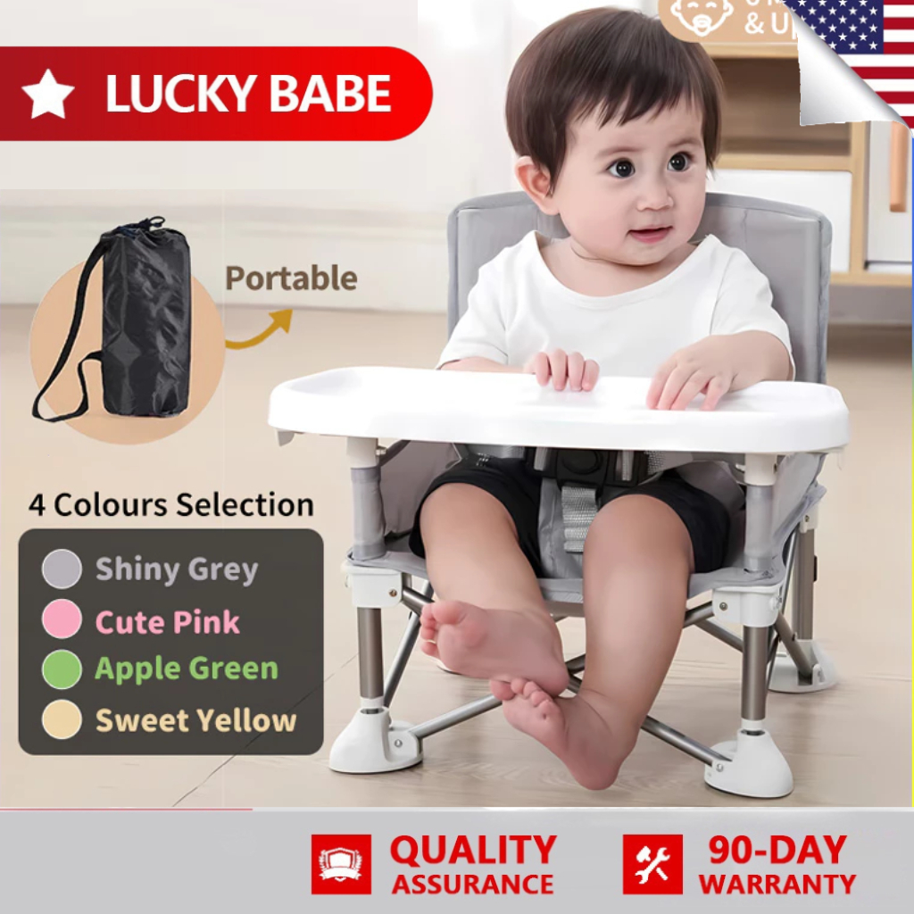 LUCKYBABE Foldable Baby Dining Chair - Compact 30x31x37cm, Portable ...