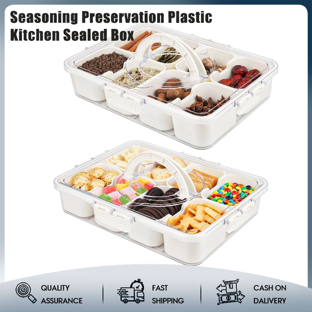 Meal Prep Seasoning Container Snack Tray Compartment Food Organizer ...