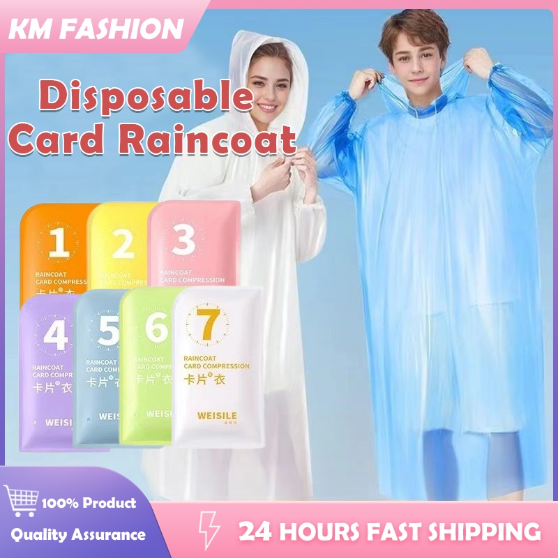 KM 7 Colors Disposable Card Raincoat Whole Body Rain Cover Thickened ...