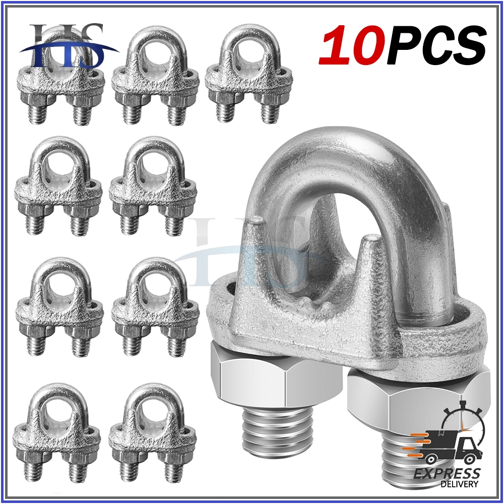 10PCS Steel Cable Clip Galvanized Steel Wire Rope Clip Gi Cable U Clamp ...