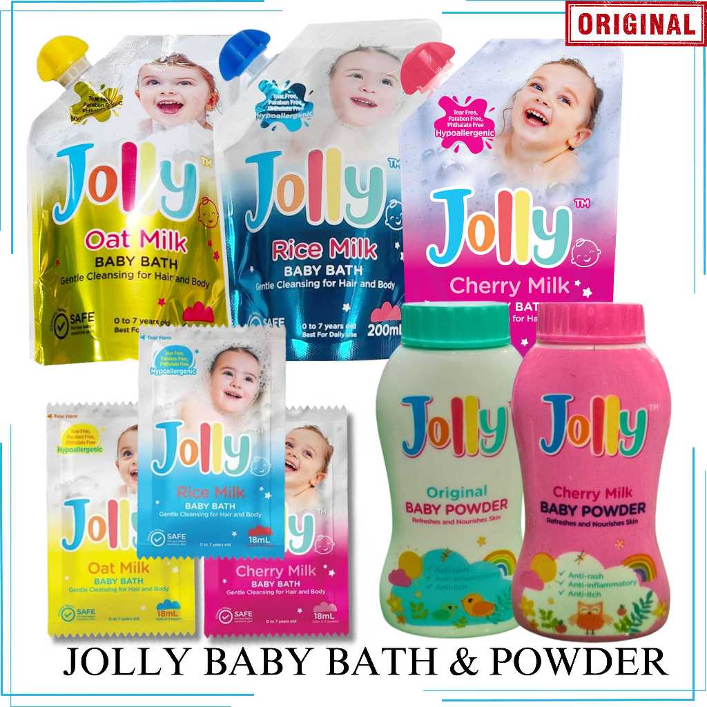 Jolly Baby Bath Rice Oat Cherry Rice Milk 200ml and Baby Powder Hair ...