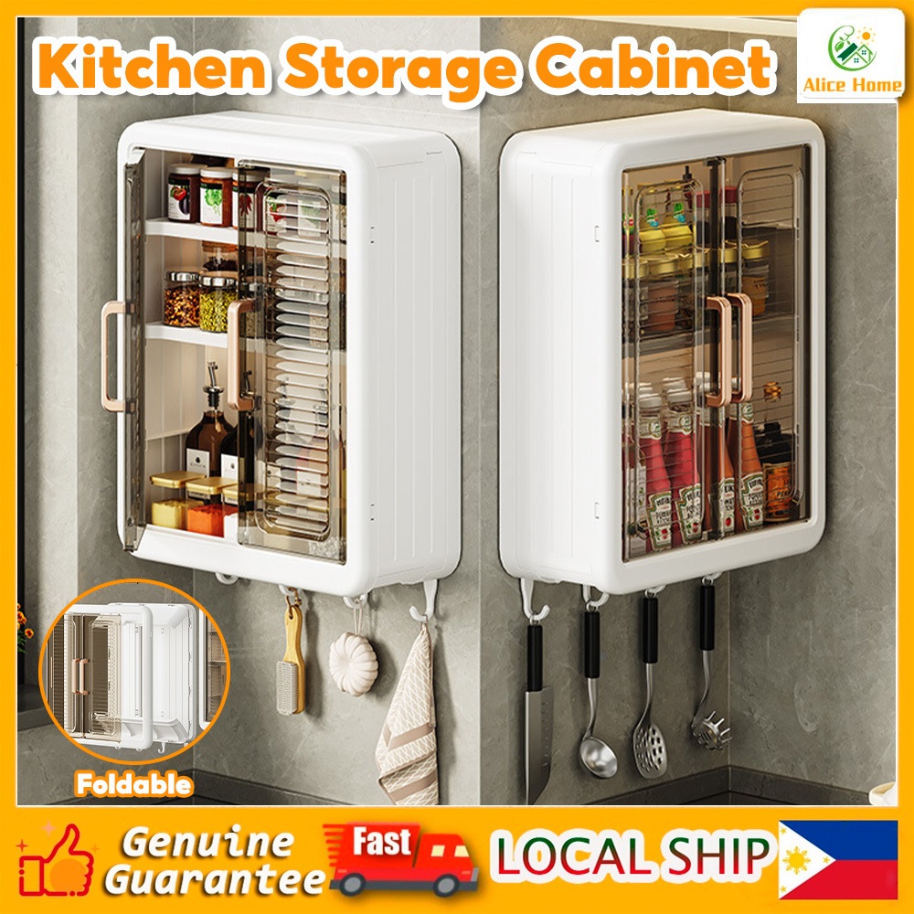 ALICE Kitchen Cabinet Hanging Large Kitchen Rack With Door Wall-Mounted ...