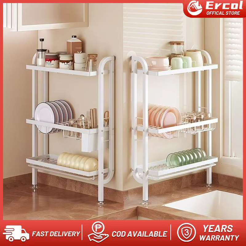 2/3 Tiers Wall Dish Rack Kitchen Organizer rack Suction cup fixation ...