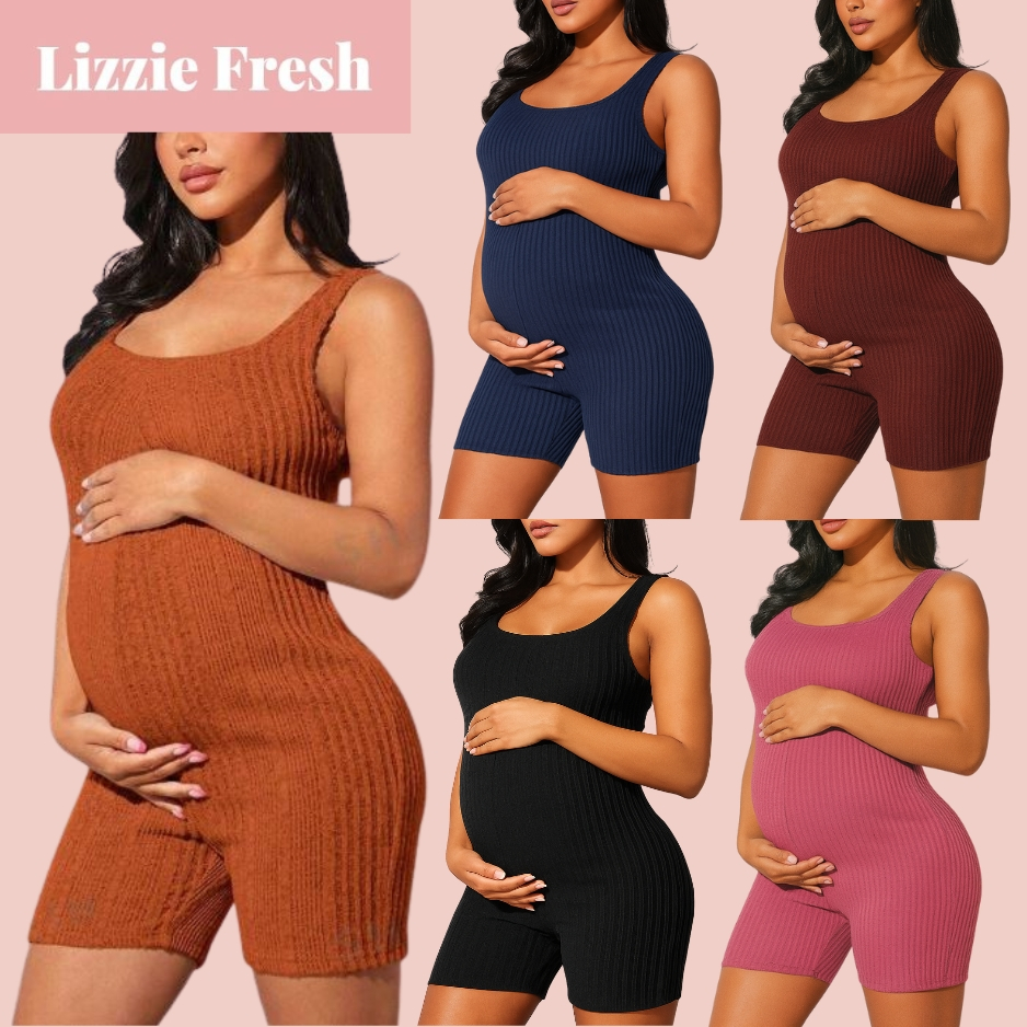 LizzieFresh - Maternity Ribbed KNITTED Unitard Romper / Plus Size ...