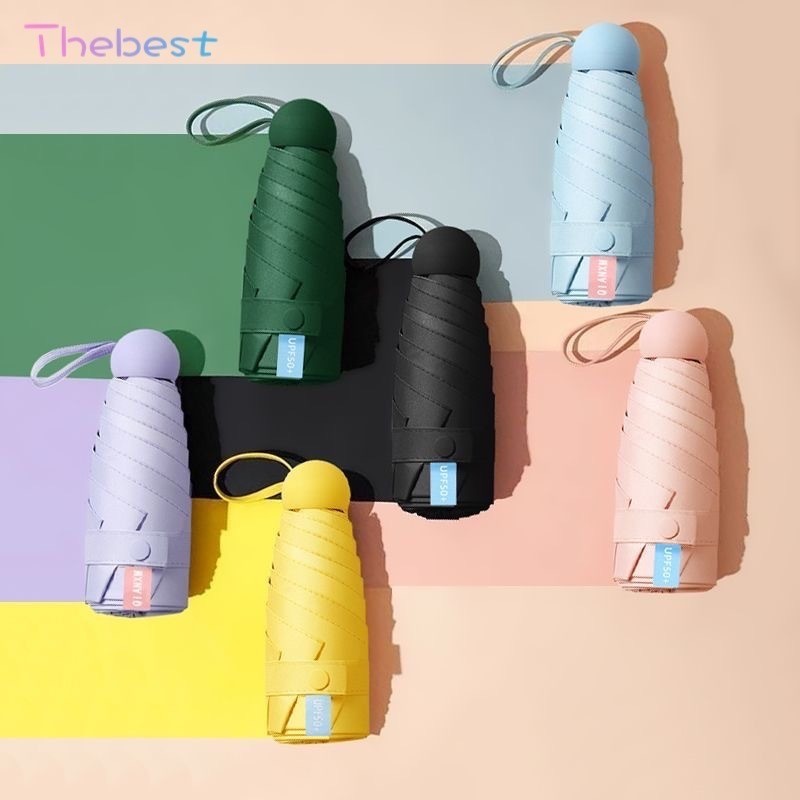 JF Capsule Mini UV Umbrella Protection UPF50+ Six-Folds mini Portable ...