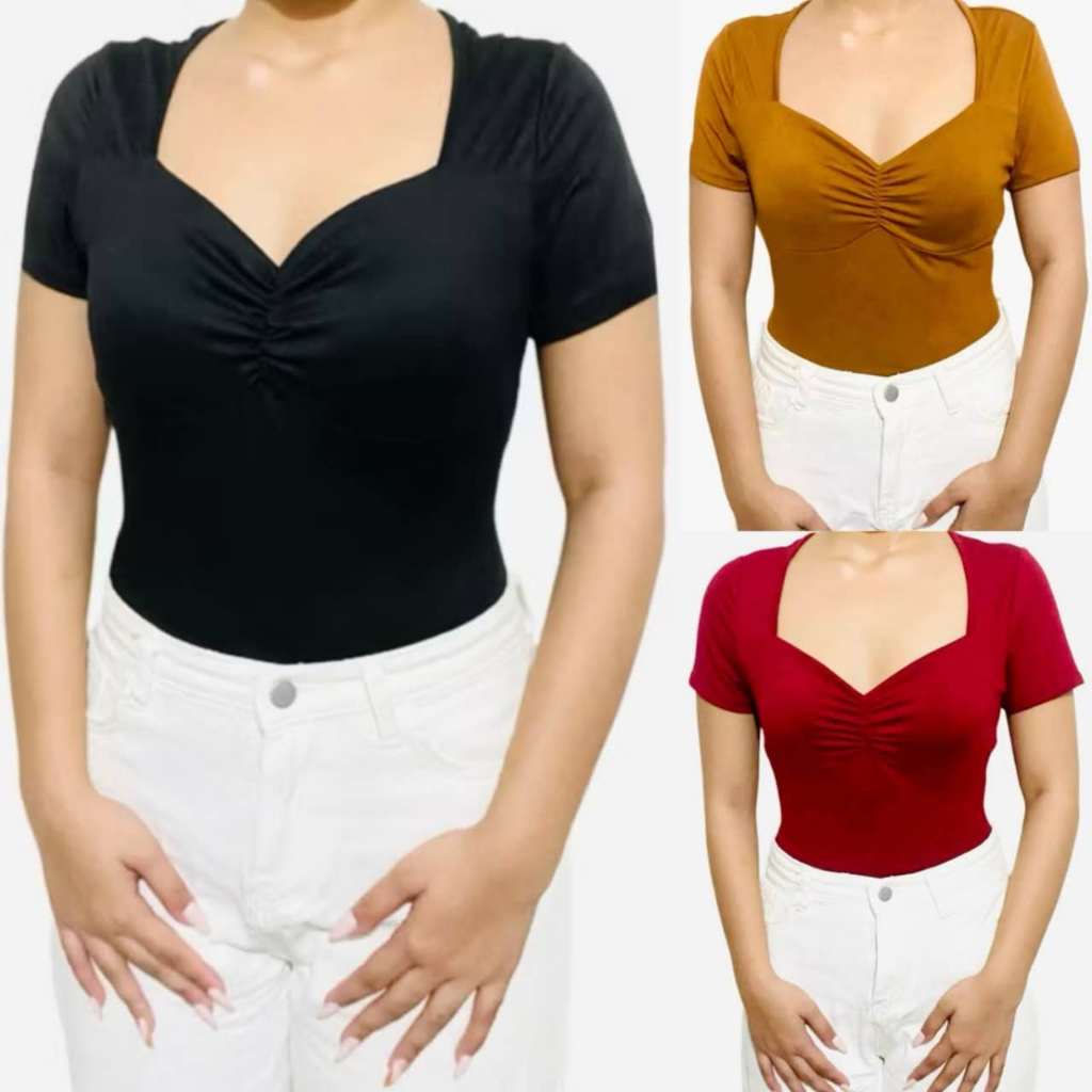 Women's Casual Rutched Double Lining in Front Full Lenght Top Korean ...