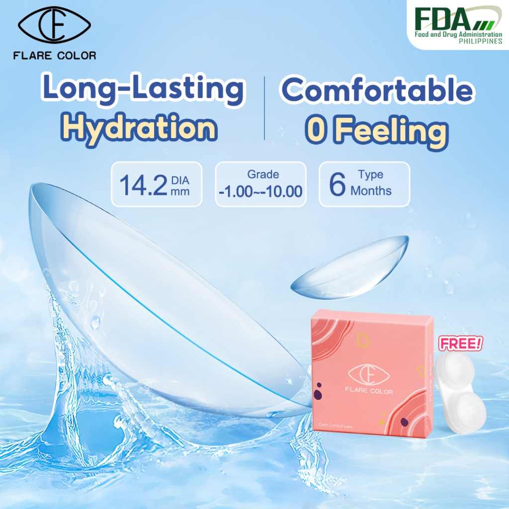 【Authentic Guarantee】Flarecolor Clear Contact Lens Graded(-1.00~-10.00 ...