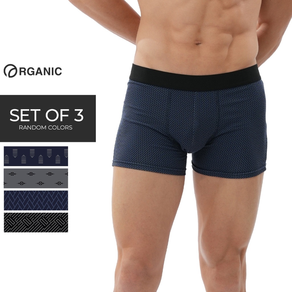 Organic Printed Boxer Briefs men Set of 3 Random Colors boxer short for ...
