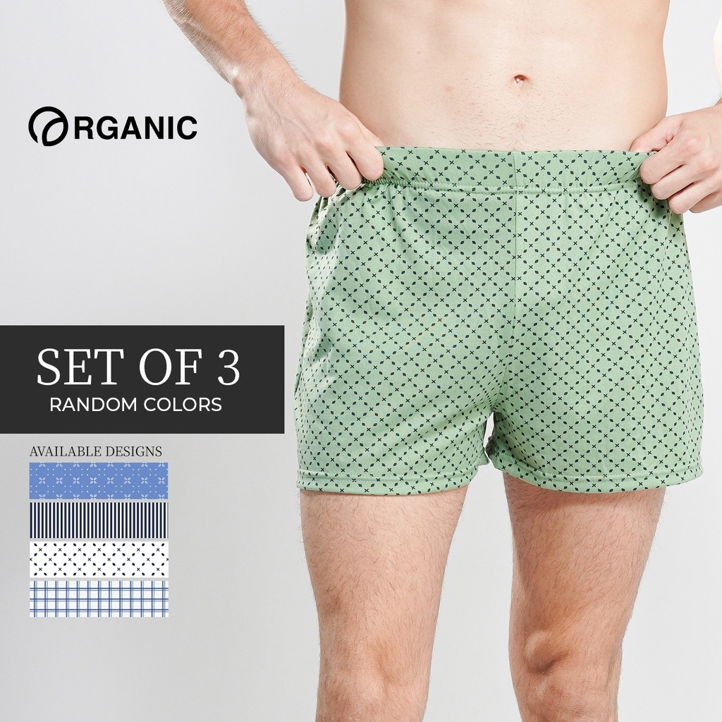 Organic boxer short for men 3pcs Set Random Colors Underwear Black Gray ...