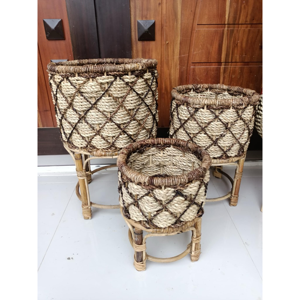 Rattan Basket Planters set of 3 (Manaoag) | Shopee Philippines