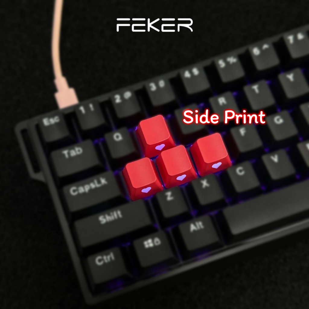 Custom Keycap - OEM Profile Single Keycap with Side Print Heart Design ...