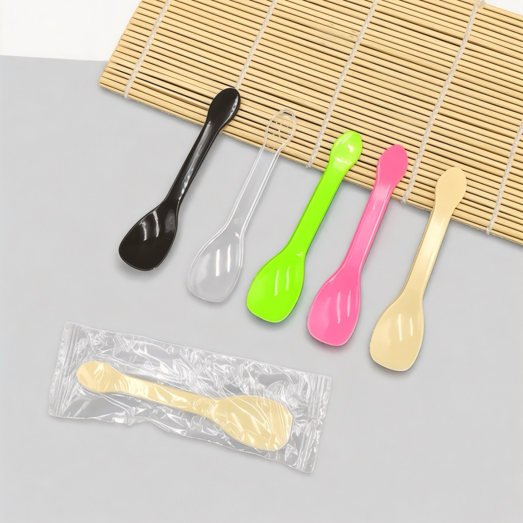 100pcs Plastic Mini Spoon Individually Packed Disposable Dessert Spoon ...