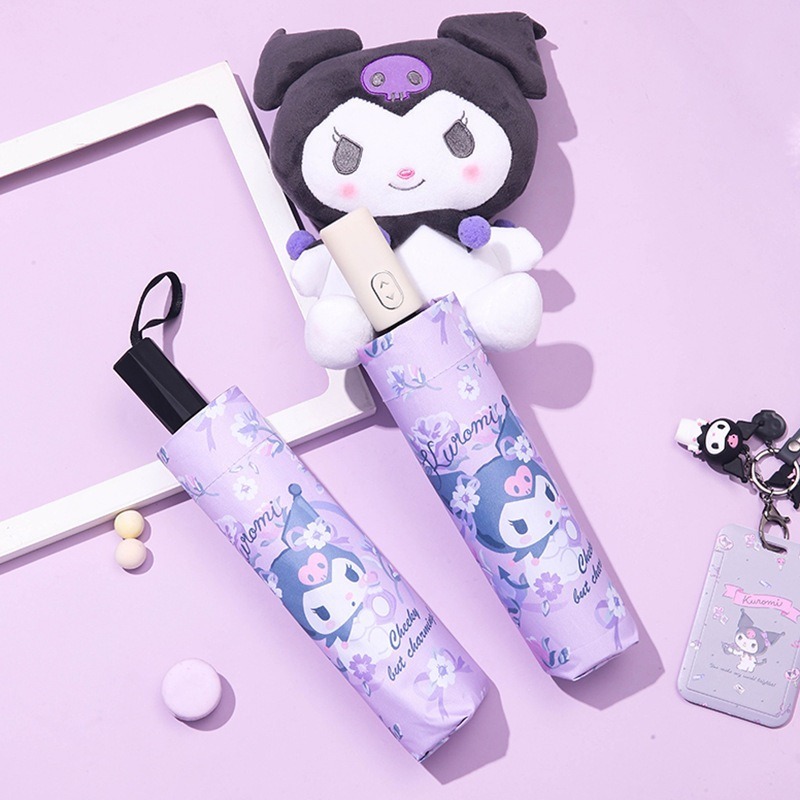 Kuromi folding fully automatic umbrella for both rain and shine, cute ...