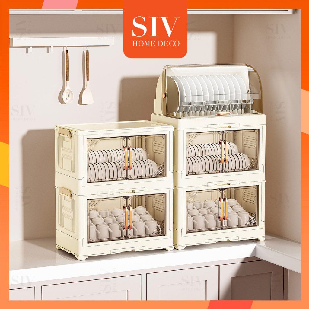 【44cm XL Version】SIV Plastic Dish Cabinet Foldable Dish Drainer Plates ...