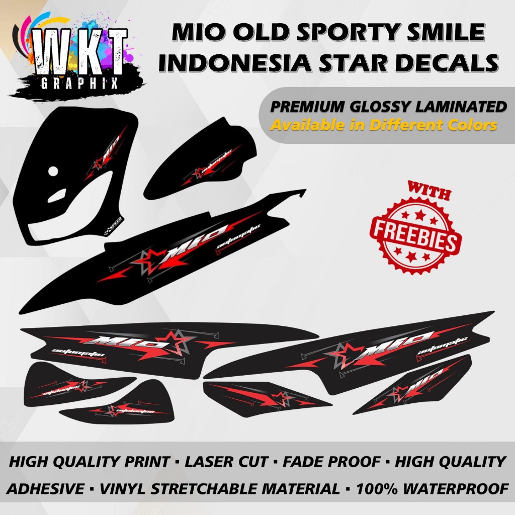 YAMAHA MIO OLD SPORTY SMILE INDONESIA STAR DECALS STICKER (WATERPROOF ...