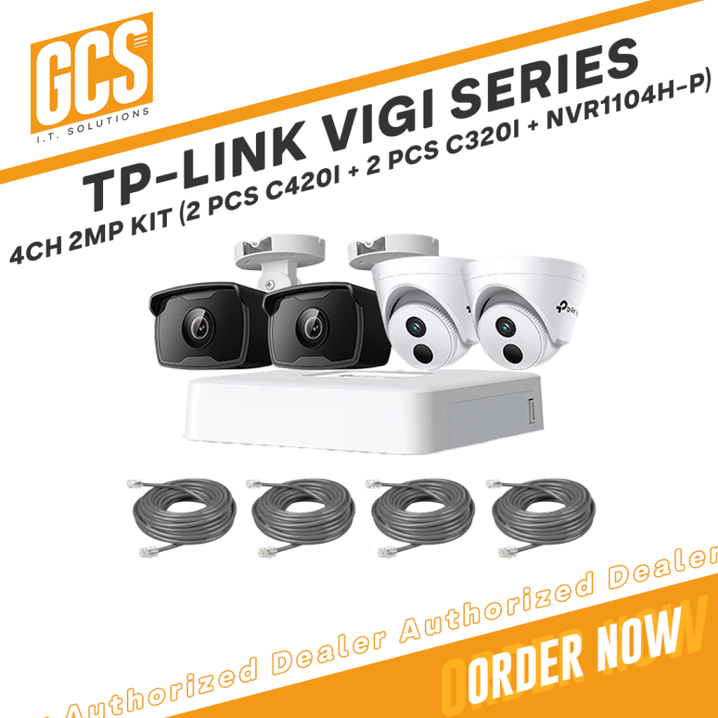 TP-Link VIGI 4CH IP CCTV Camera Surveillance Kit (2x VIGI C420I + 2x ...