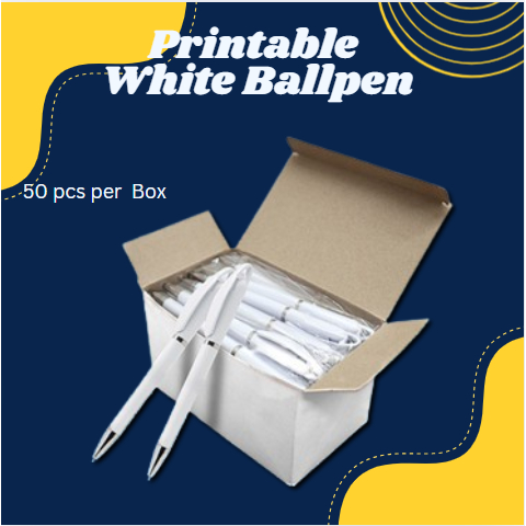 50pcs White Printable Ballpen for Laser Decal, UV Sticker & Sublimation ...