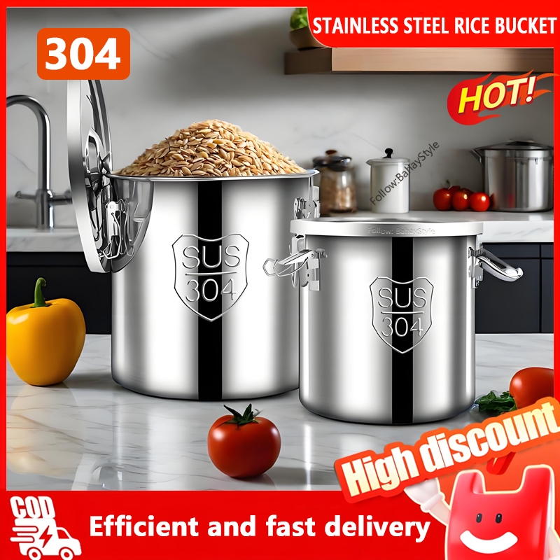 304 Stainless Steel Closed Food Rice Storage Container Insect Moisture ...