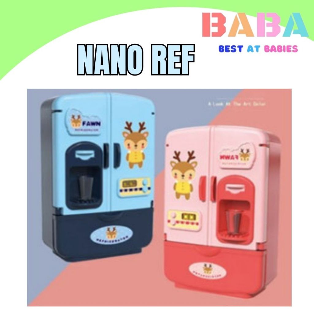 BABA Pretend Playset Nano Ref Simulation Double Door Refrigerator ...