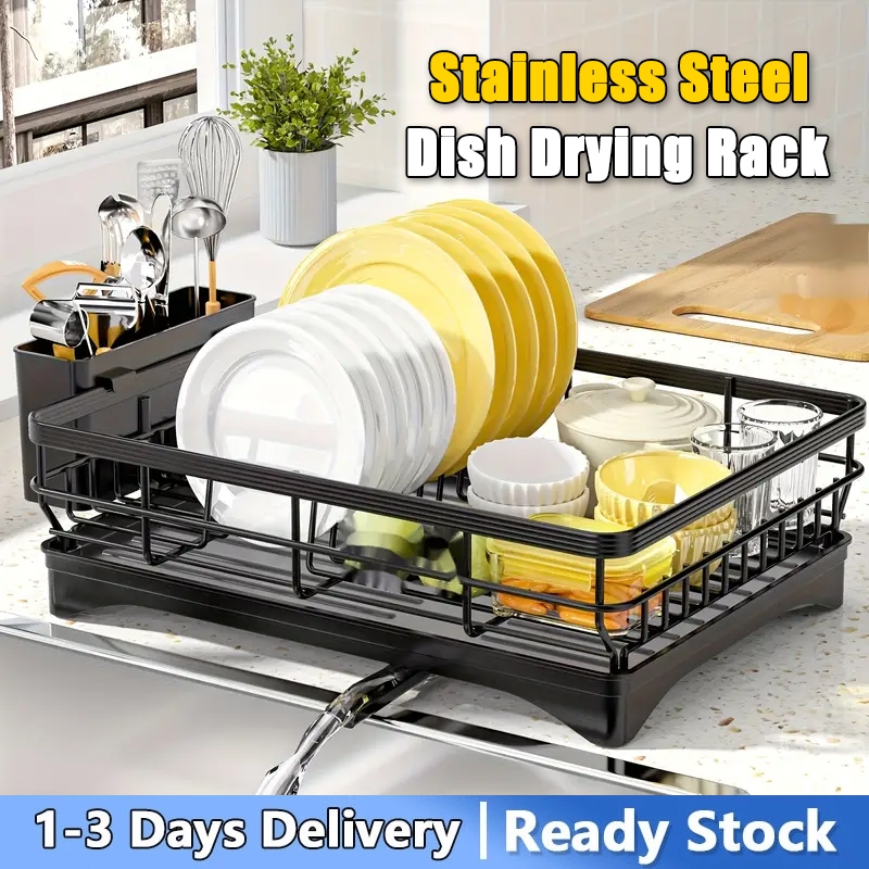 Dish Drain Rack with Drip Kitchen Drainer Rack Stainless Steel Drain ...