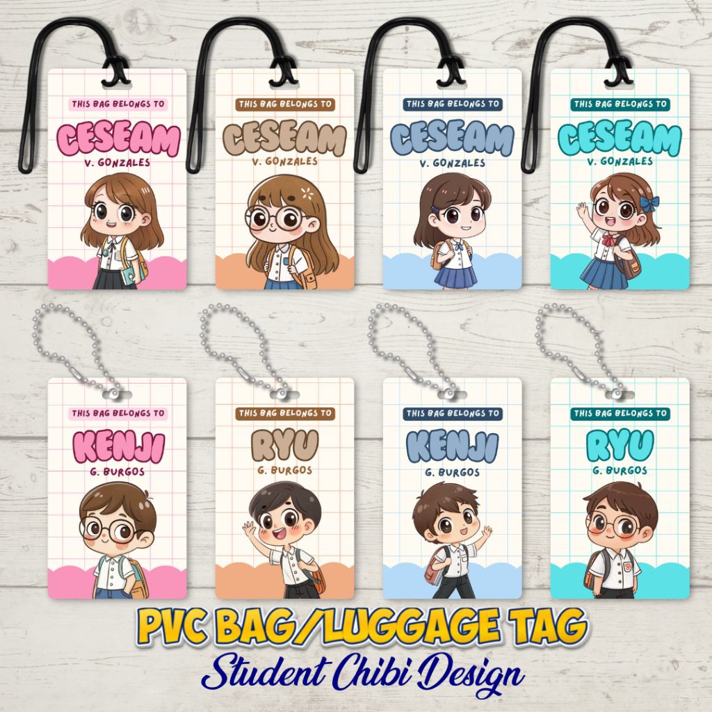 ChibiTAGS: Student Edition Bag Tags/Luggage Tags | Back to Back Print ...