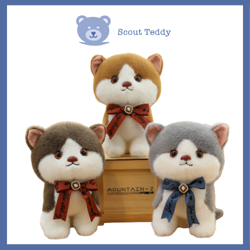 Cute Dog With Ribbon Soft Stuffed Toys- 28cm; Cute Stuffed Toy;Gift ...