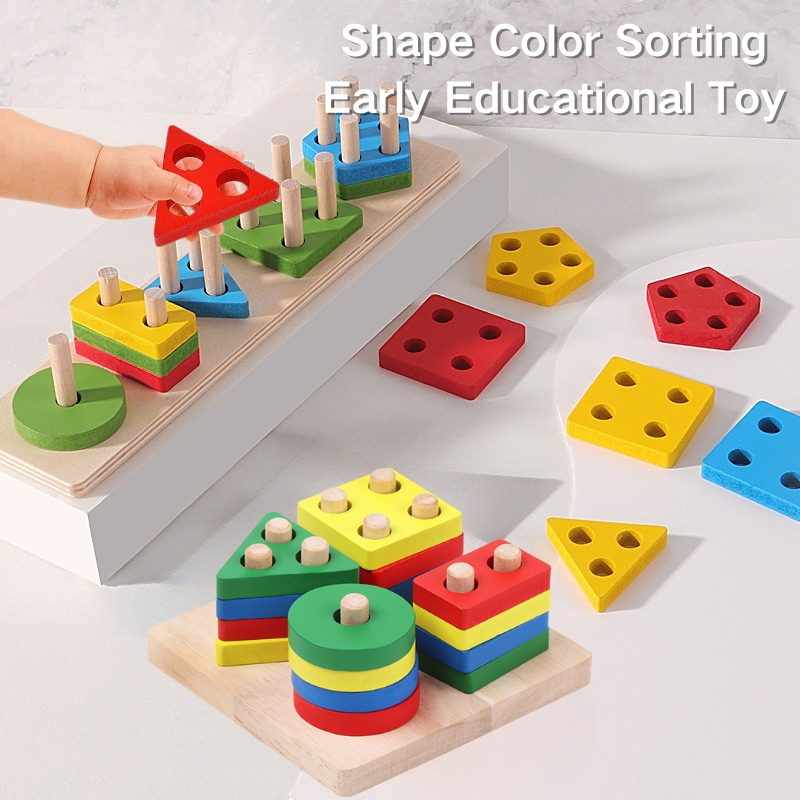 ACE Wooden Sorting Stacking Toys Educational Learning Toys Color Shape ...