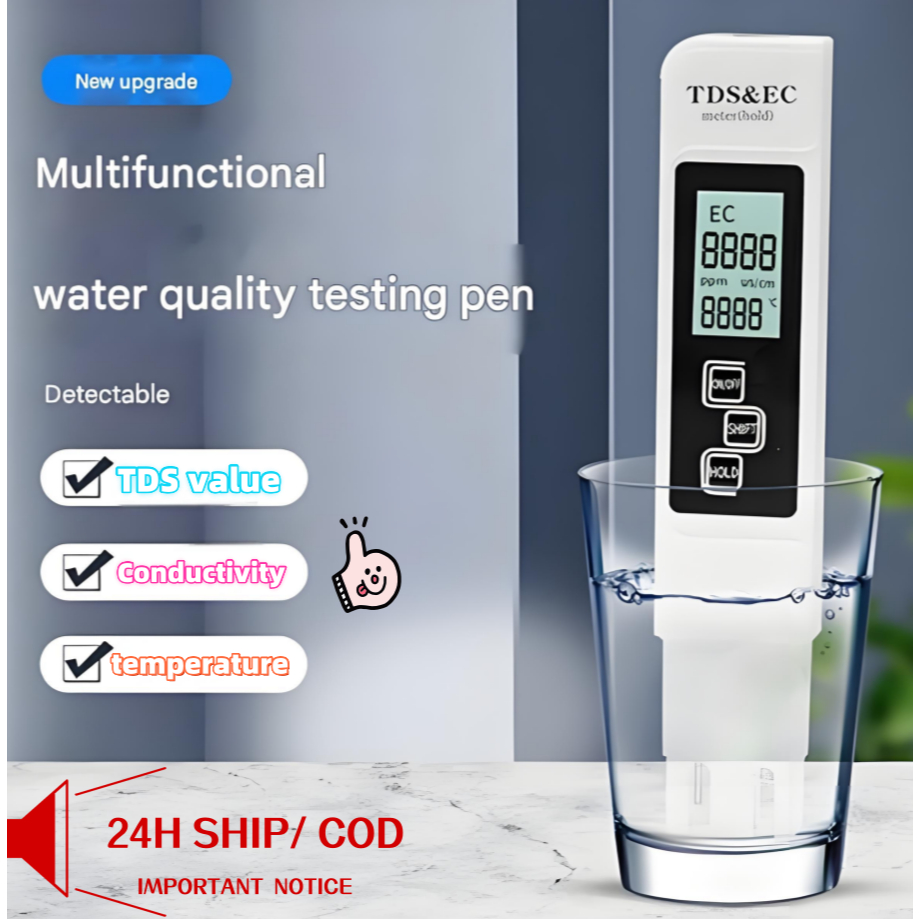 TDS 3-In-1 Water Quality Test Pen Water Test Pen LCD Display TDS EC ...