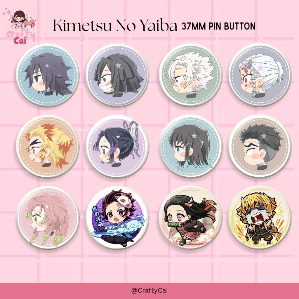 Anime Chibi Demon Slayer Pin Badge 37mm – Cute Collectible Button Pins ...