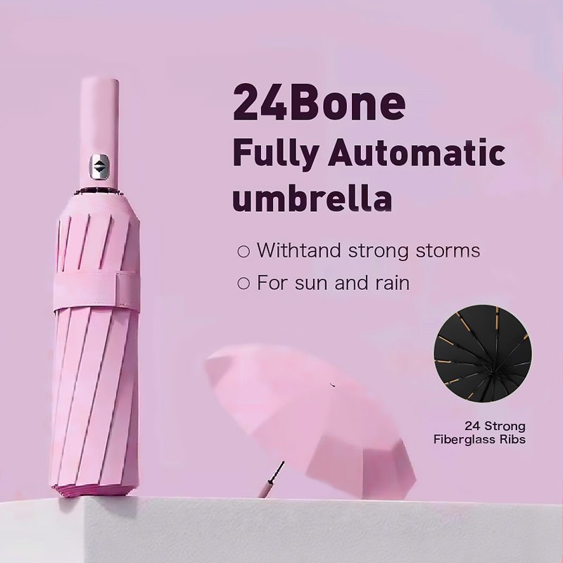 Automatic Umbrella 24 Ribs waterproof Windproof Anti-UV Sunscreen Large ...