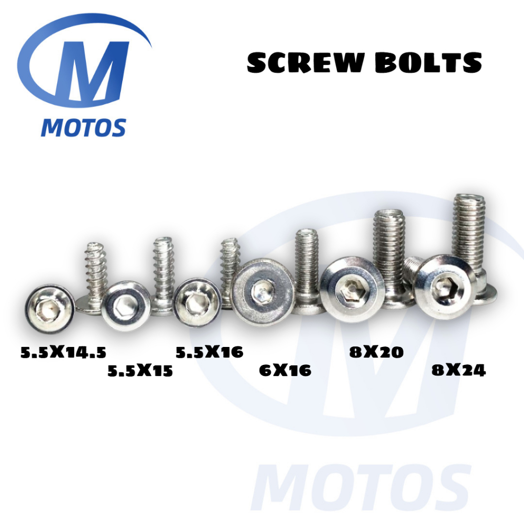 MOTOSPH MOTORCYCLE 1PC STAINLESS SCREW DISC BOLTS 5.5X14.5/5.5X15/5 ...