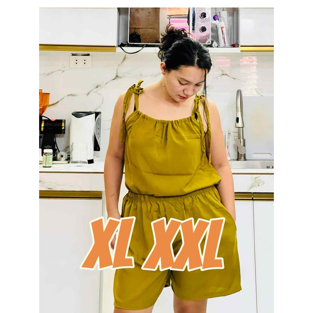 CHALLIS SPAG SHORT TERNO PLUSIZE WITH POCKET CHALLIS FABRIC | Shopee ...