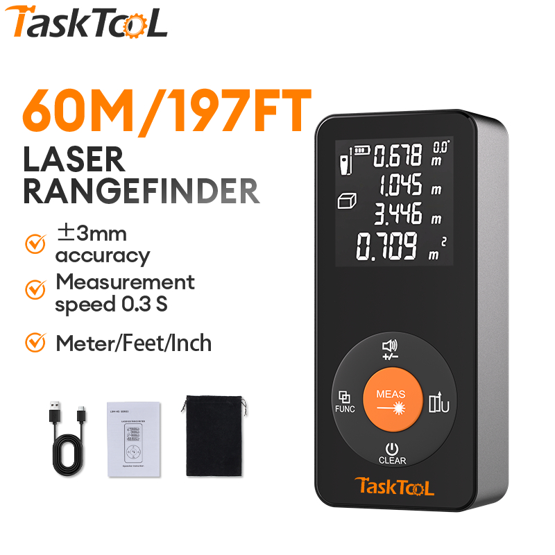 TaskTool 60m Laser Rangefinder Handheld Electronic Ruler Line ...