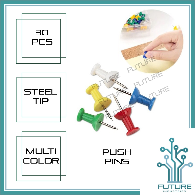Push Pins Tacks Steel Point Assorted Colors Steel Point Colored Map ...