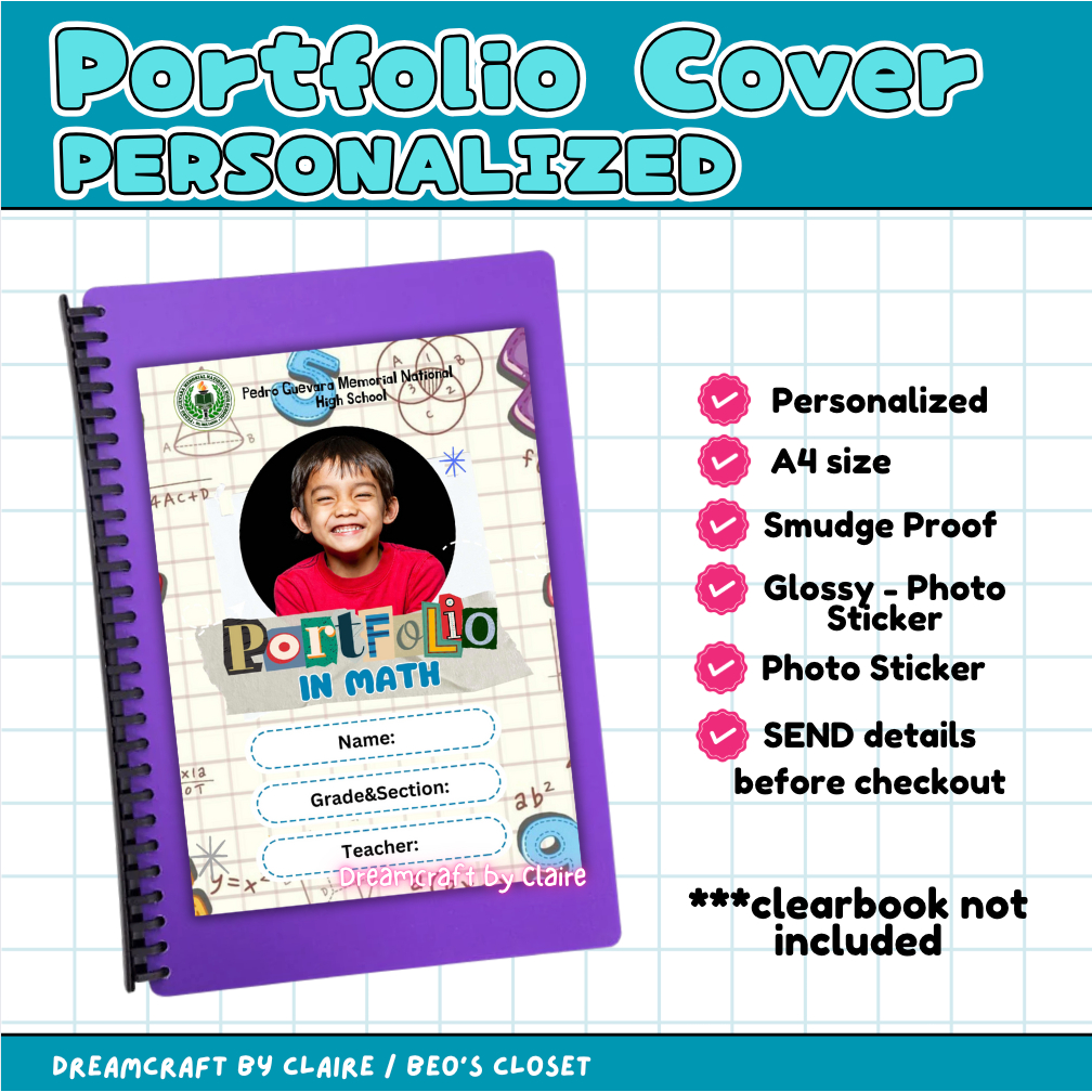 PERSONALIZED BOY THEME PORTFOLIO COVER - A4 SIZE / GLOSSY STICKER ...