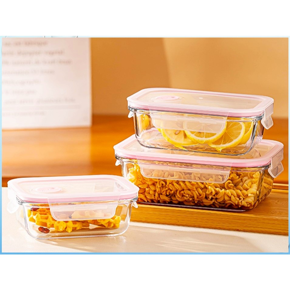 Glass Rectangular Food Container/Food Storage/Lunch Box (640ml, 1000ml ...
