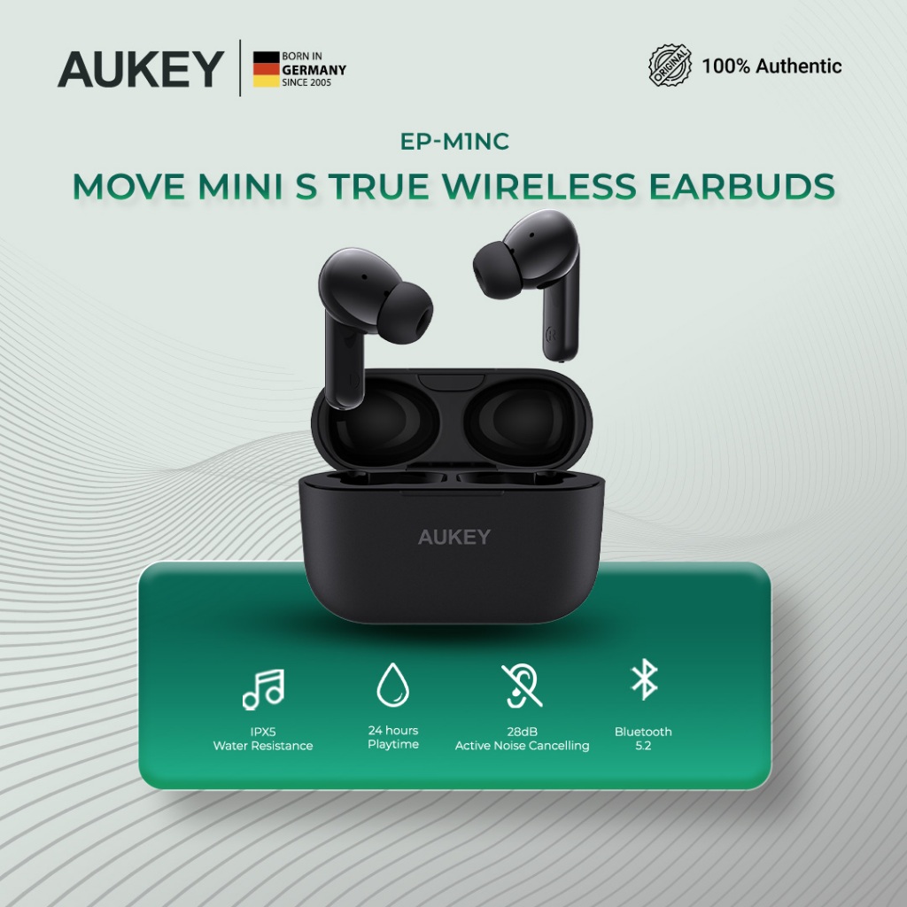 AUKEY EP-M1NC True Wireless Earbuds w/ Noise Cancelling 10mm driver  compatible with IOS and Android - Main Image