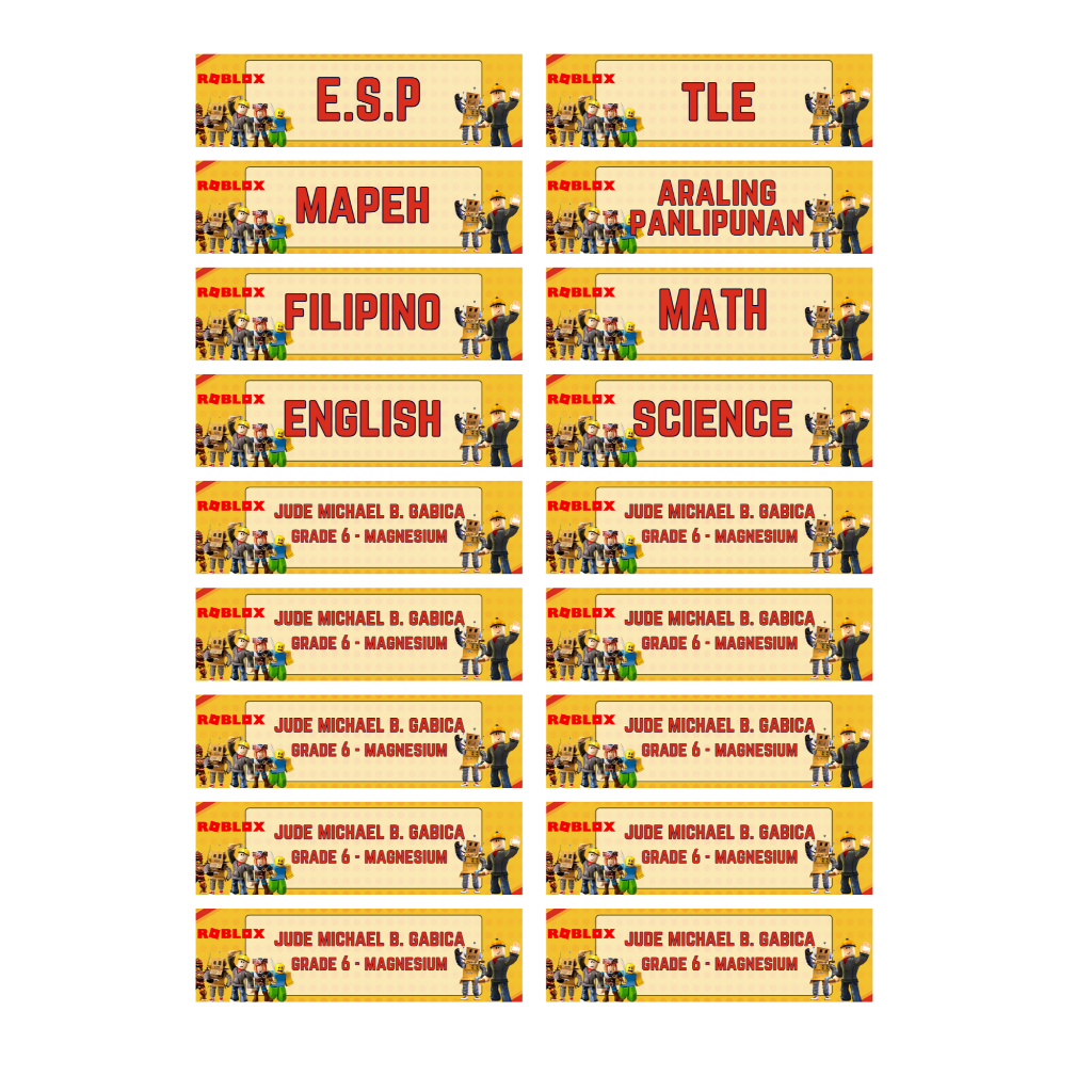 Customized Subject Label Characters with free layout with cut | R&D ...