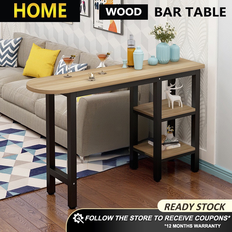 Modern Bar Table with Shelves – 120x30x100cm High Counter Table for ...